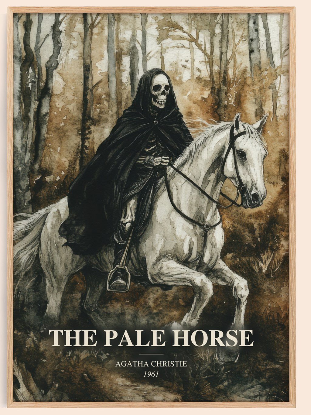The Pale Horse watercolour book poster by Agatha Christie – framed literary art print