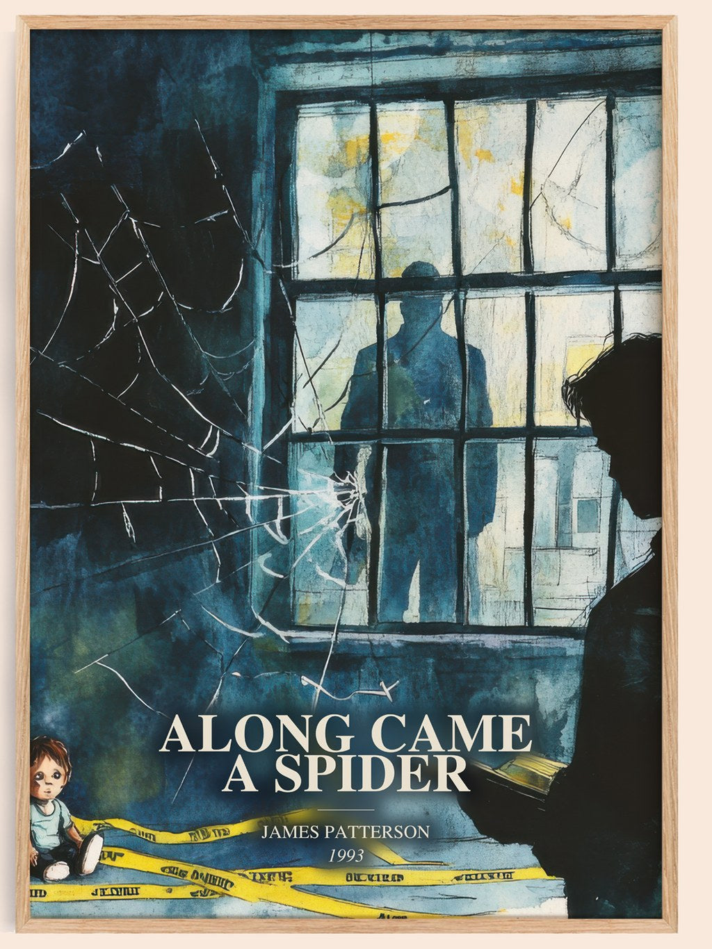 Along Came A Spider watercolour book poster by James Patterson – framed literary art print