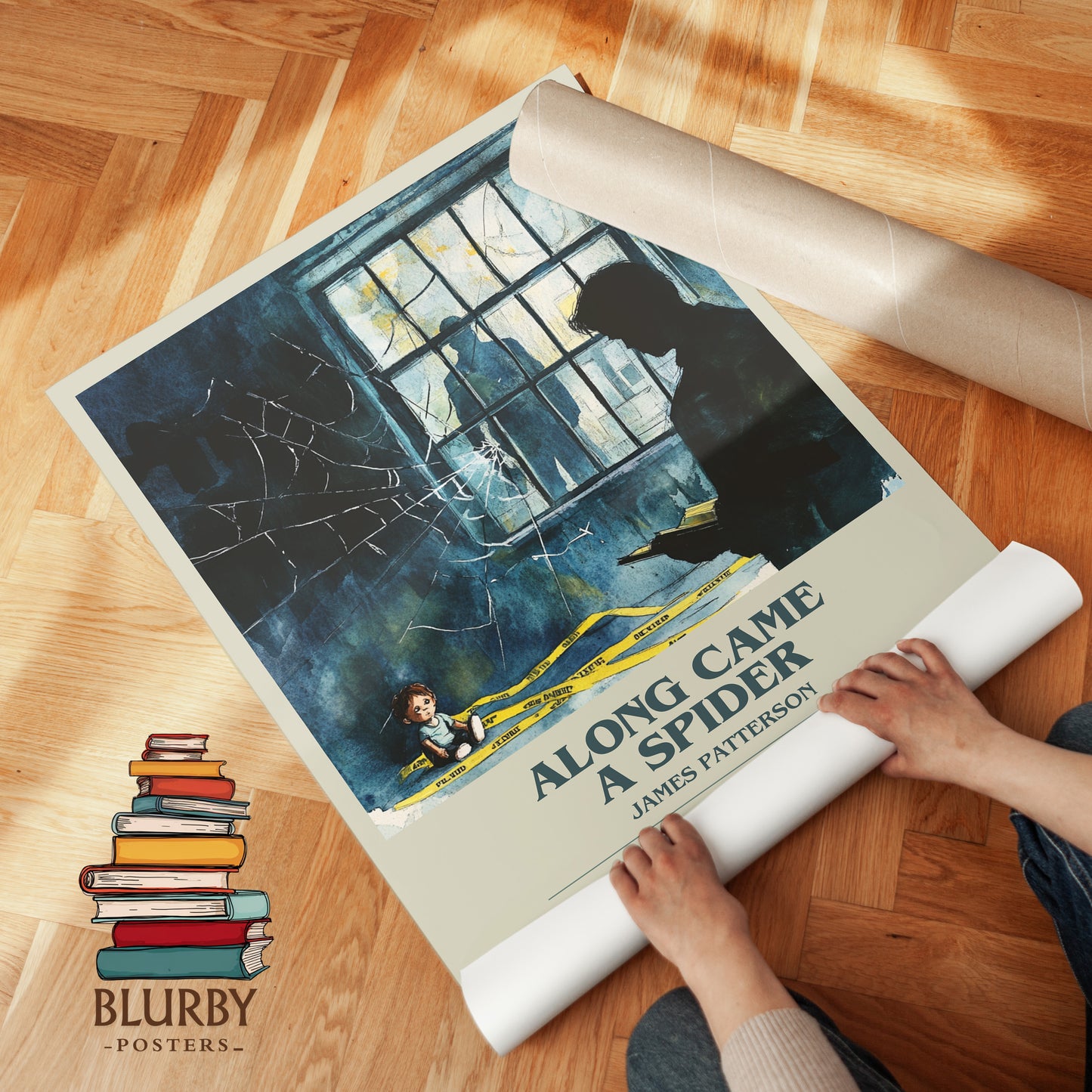 Along Came a Spider bookish print on bookshelf – James Patterson fan gift