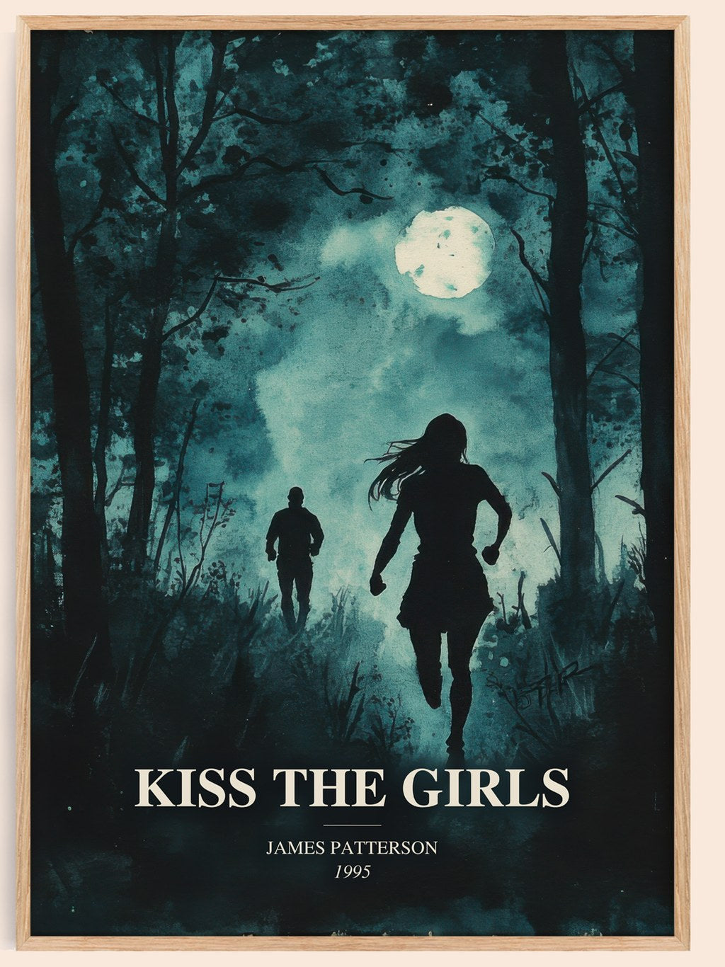 Kiss The Girls watercolour book poster by James Patterson – framed literary art print
