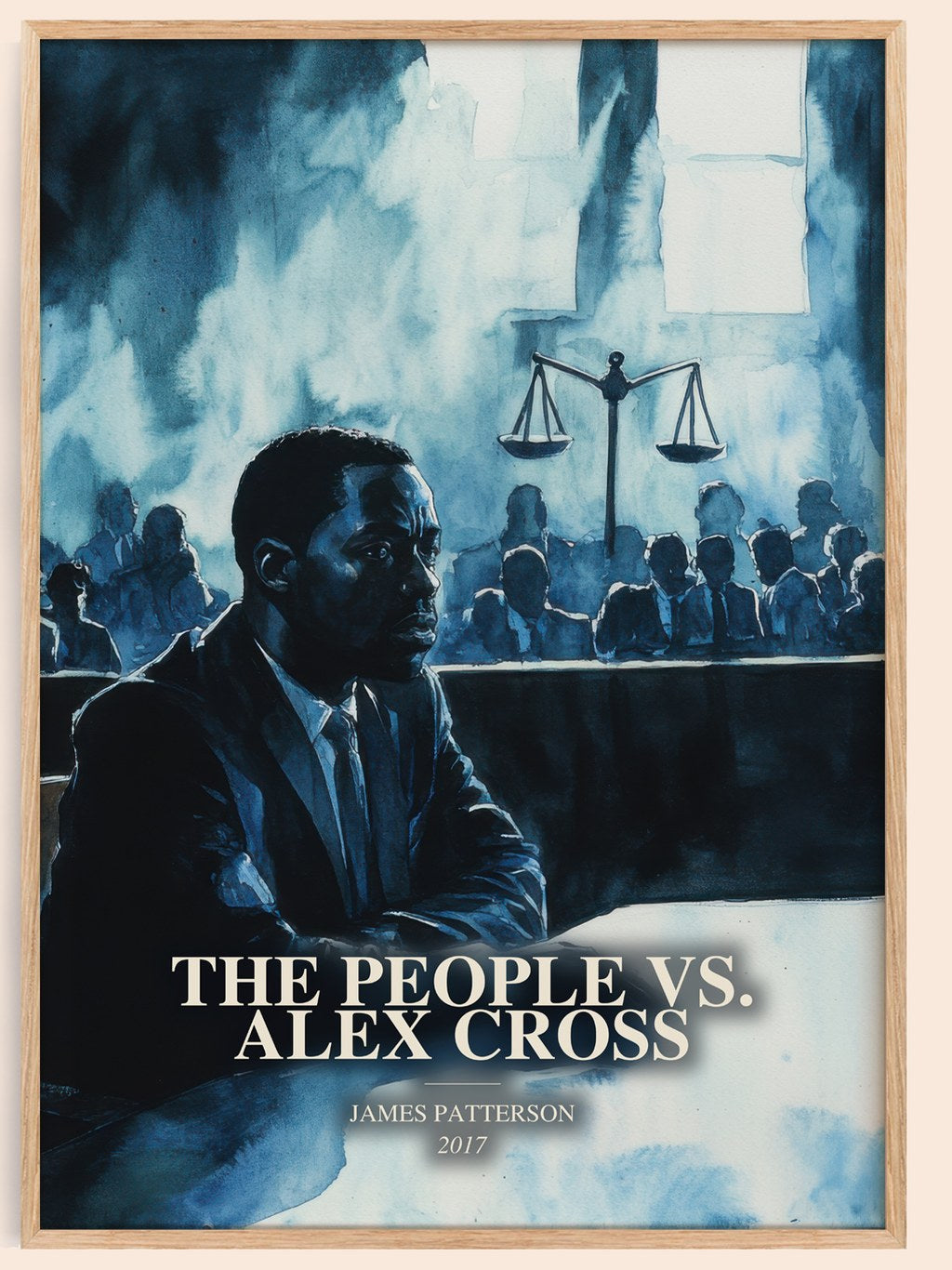 The People Vs. Alex Cross watercolour book poster by James Patterson – framed literary art print