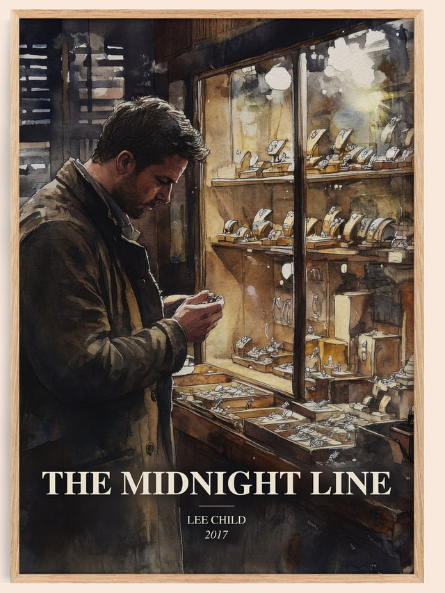 The Midnight Line Book Watercolour Illustration by Lee Child