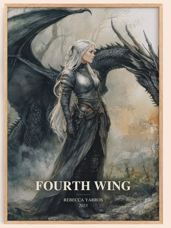 Fourth Wing watercolour book poster by Rebecca Yarros – framed literary art print