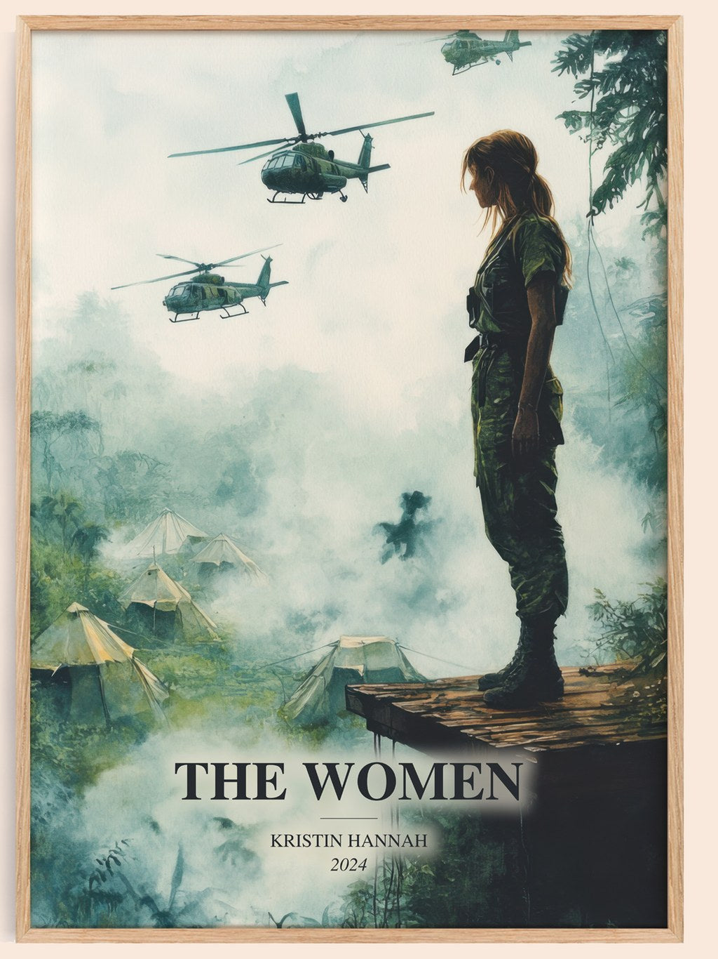 The Women watercolour book poster by Kristin Hannah – framed literary art print