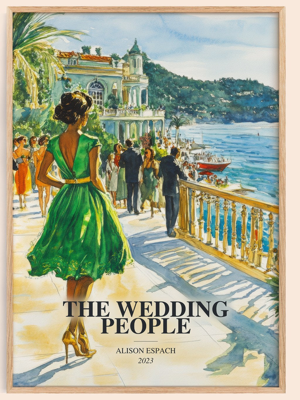 The Wedding People watercolour book poster by Alison Espach – framed literary art print