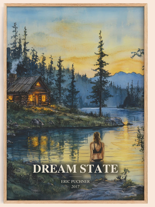 Dream State watercolour book poster by Eric Puchner – framed literary art print