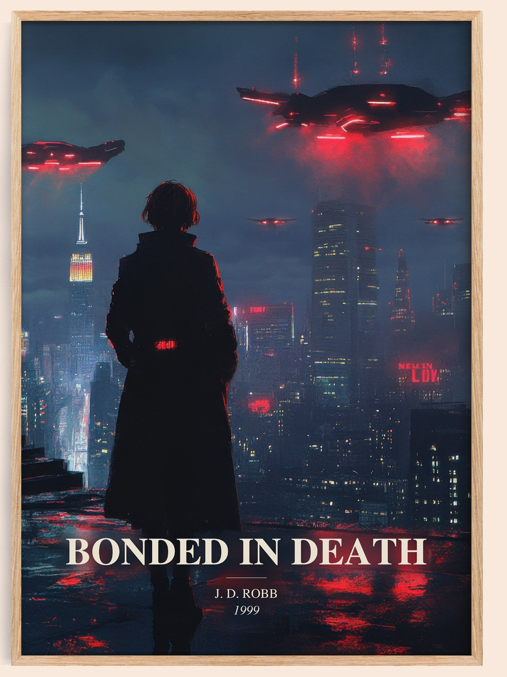 Bonded In Death watercolour book poster by J. D. Robb – framed literary art print