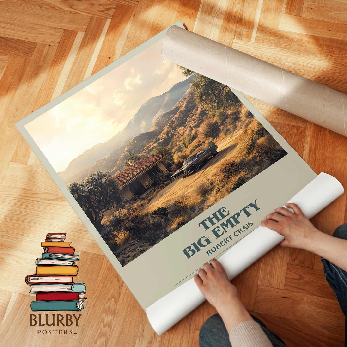 The Big Empty bookish print on bookshelf – Robert Crais fan gift