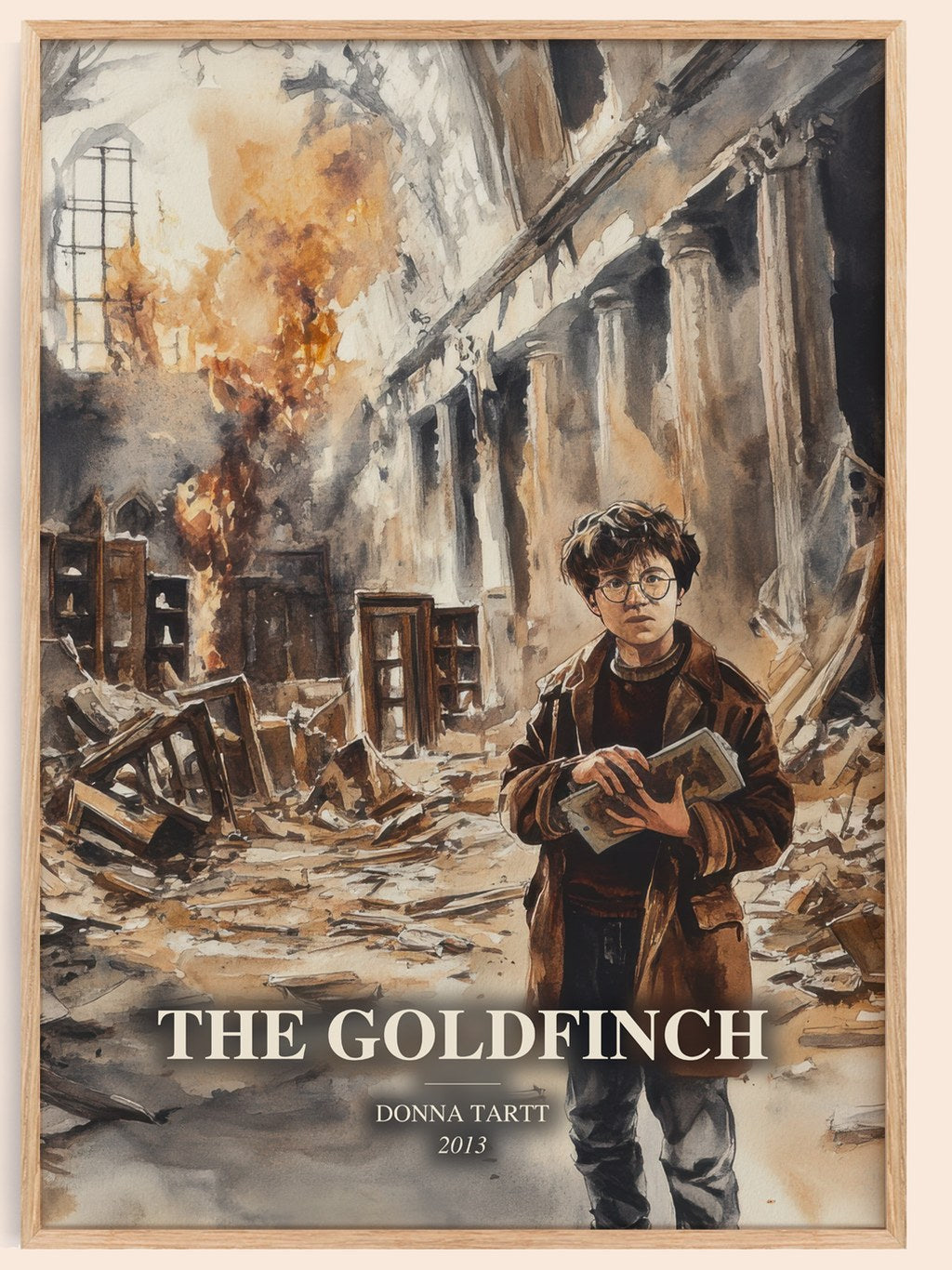 The Goldfinch watercolour book poster by Donna Tartt – framed literary art print