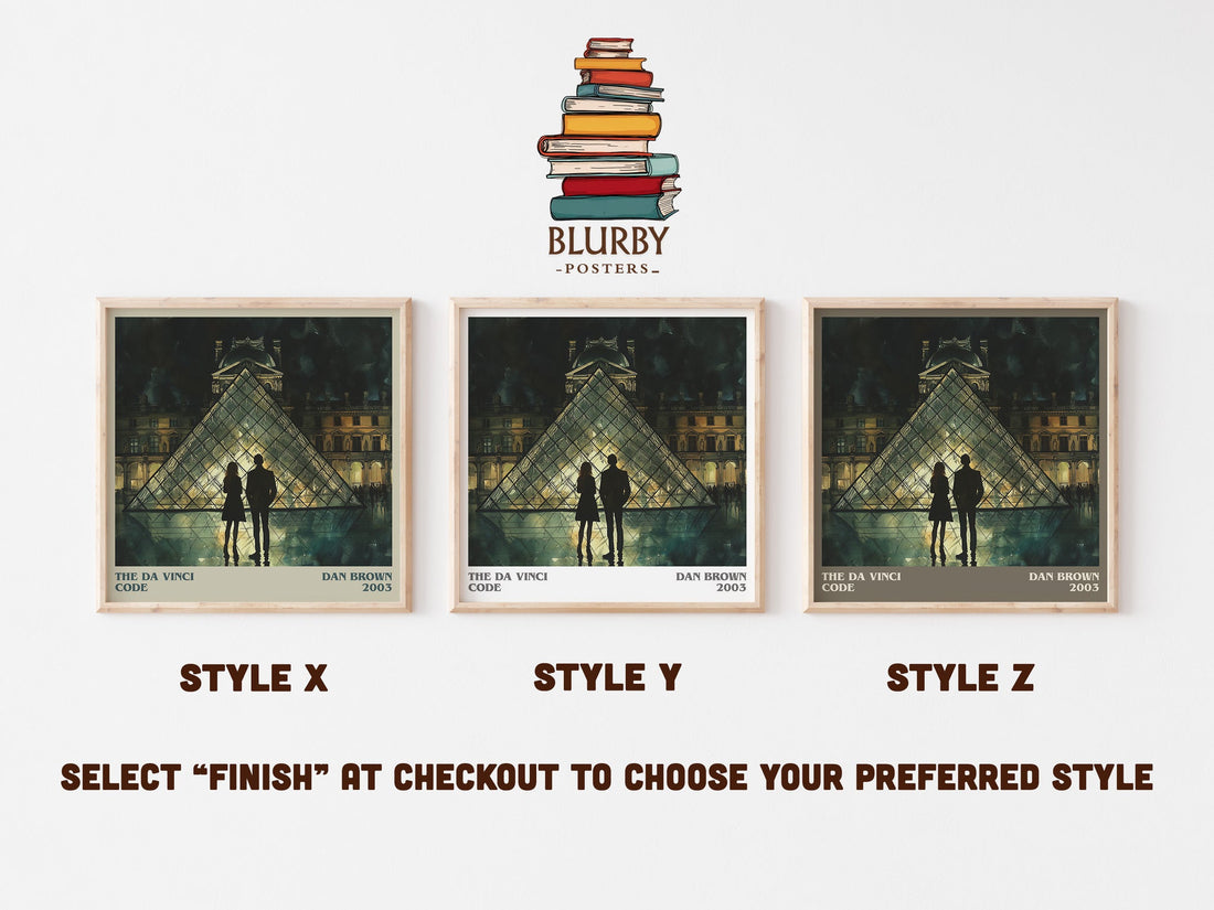 The Da Vinci Code literary print in frame leaning in hallway – thriller wall art (mockup)