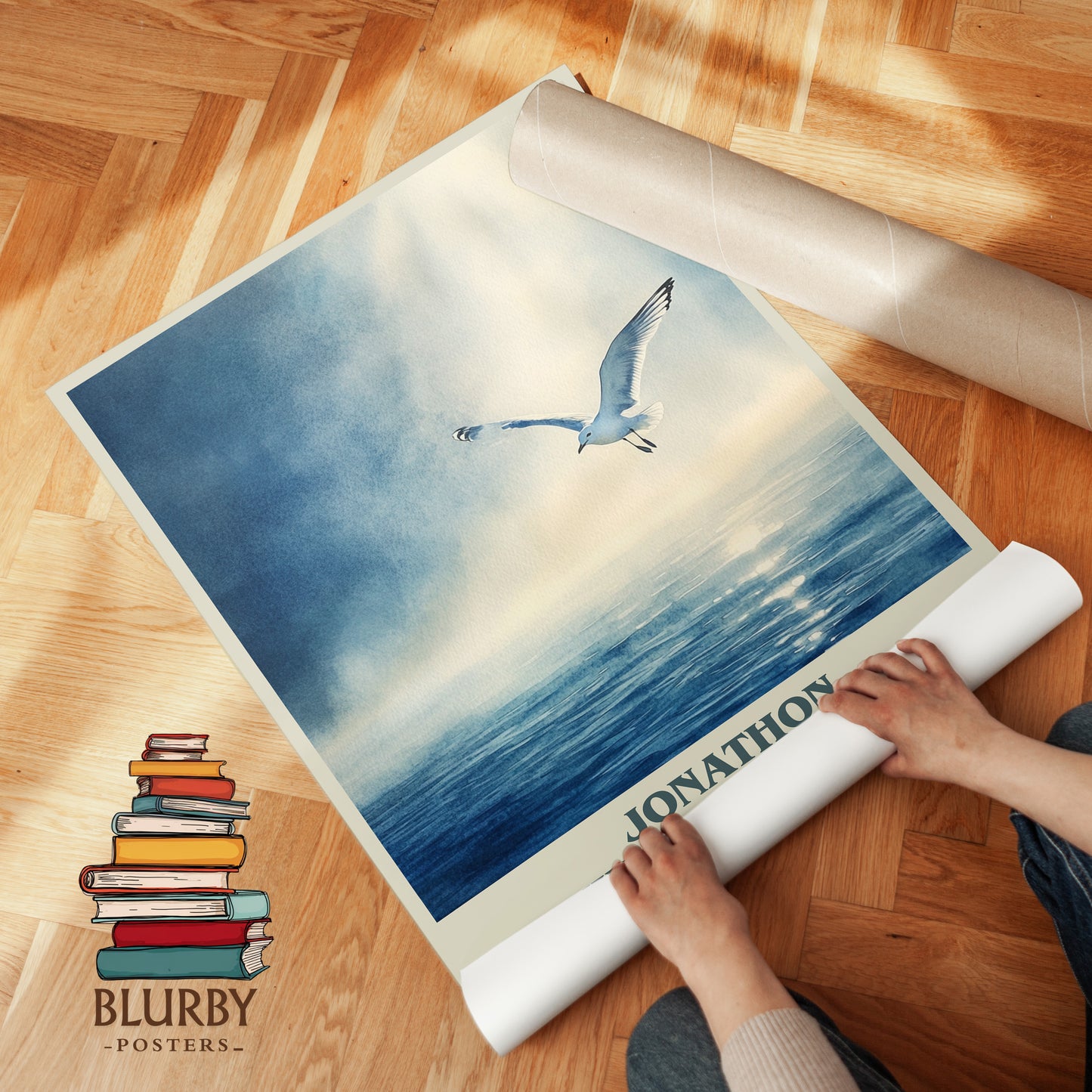 Jonathan Livingston Seagull book cover print on bookshelf – RICHARD BACH fan gift