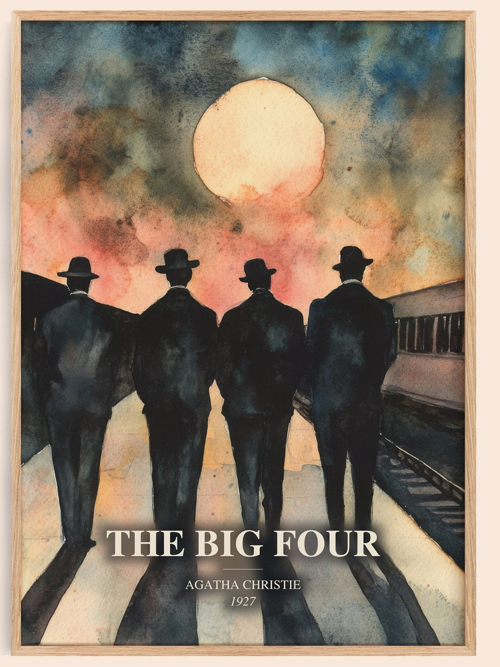 The Big Four watercolour book poster by Agatha Christie – framed literary art print