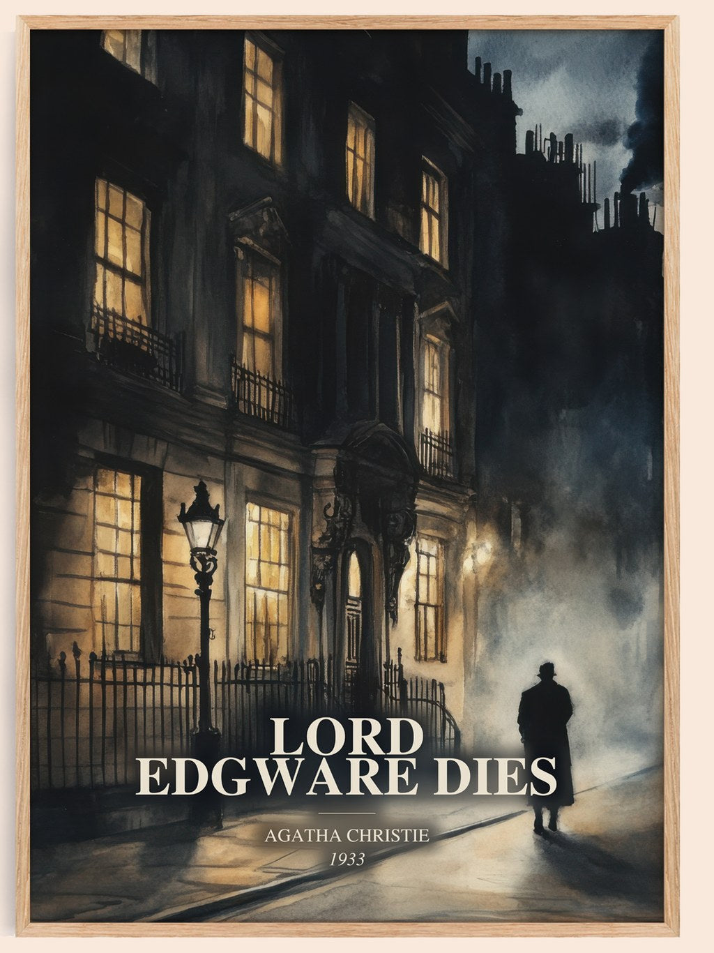 Lord Edgware Dies watercolour book poster by Agatha Christie – framed literary art print