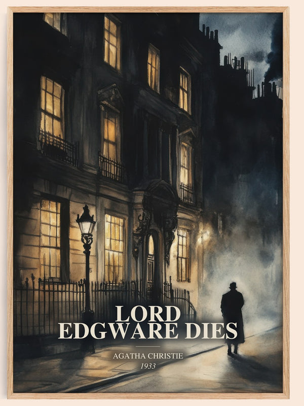 Lord Edgware Dies watercolour book poster by Agatha Christie – framed literary art print
