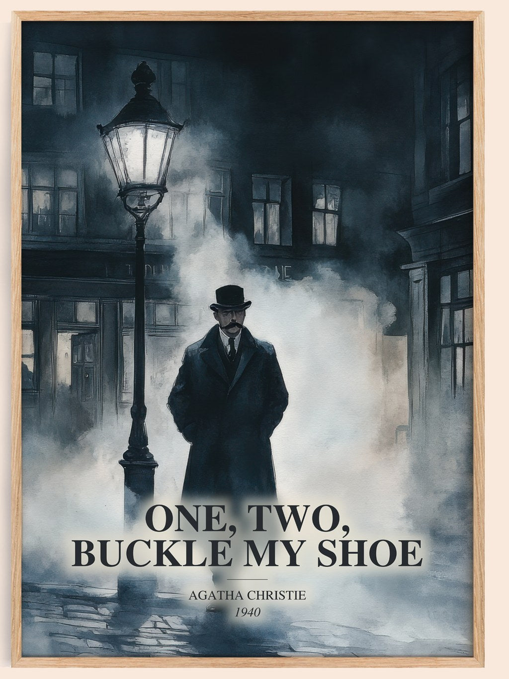 One, Two, Buckle My Shoe watercolour book poster by Agatha Christie – framed literary art print