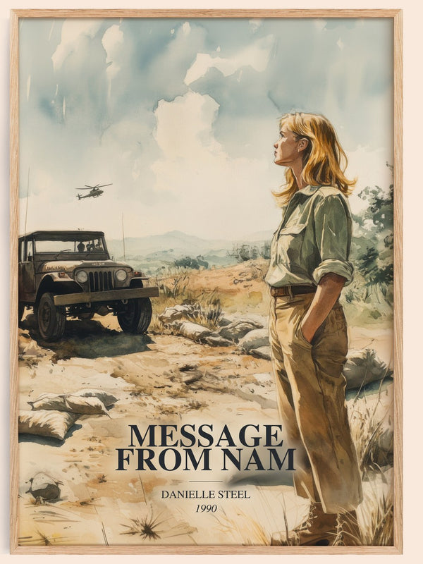 Message From Nam watercolour book poster by Danielle Steel – framed literary art print