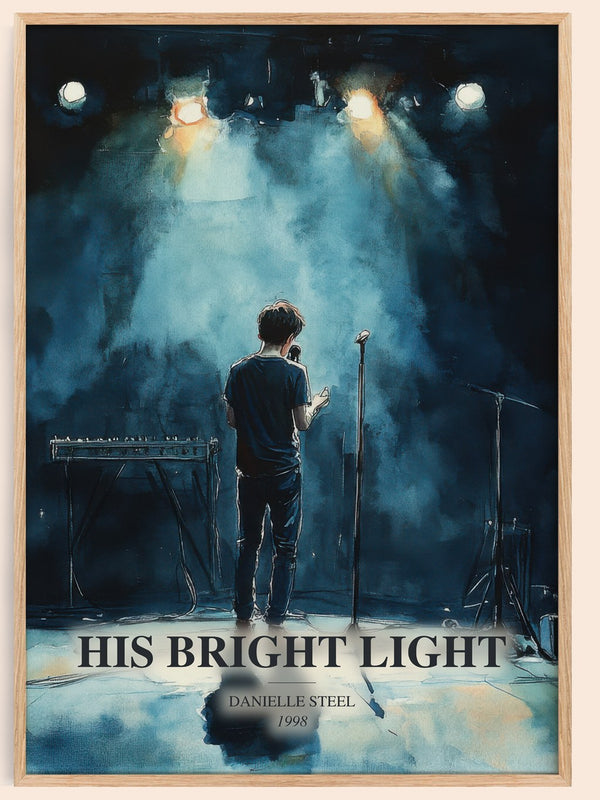 His Bright Light watercolour book poster by Danielle Steel – framed literary art print