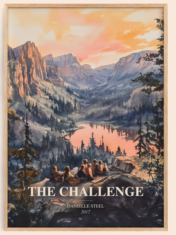 The Challenge watercolour book poster by Danielle Steel – framed literary art print