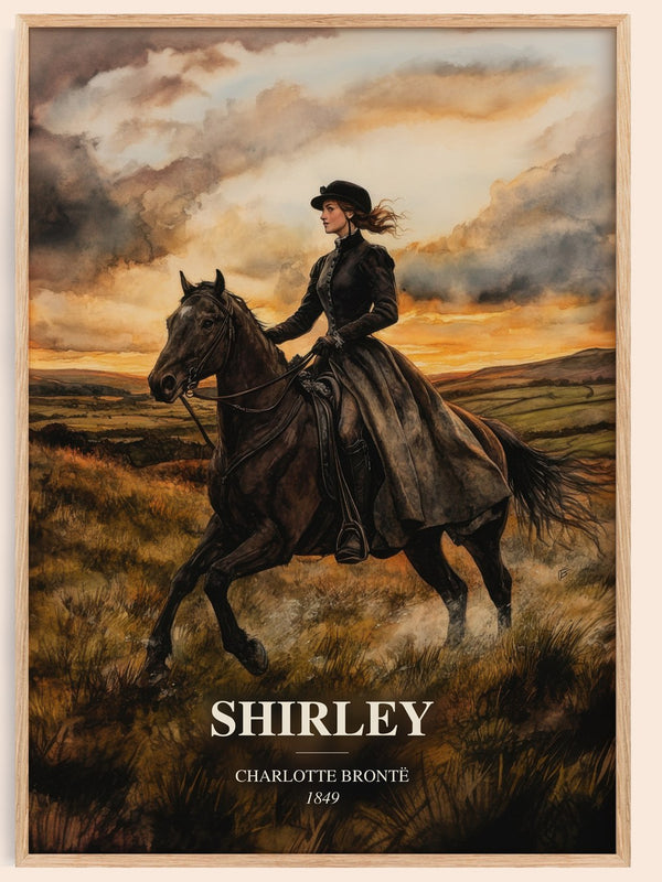 Shirley watercolour book poster by Charlotte Brontë – framed literary art print