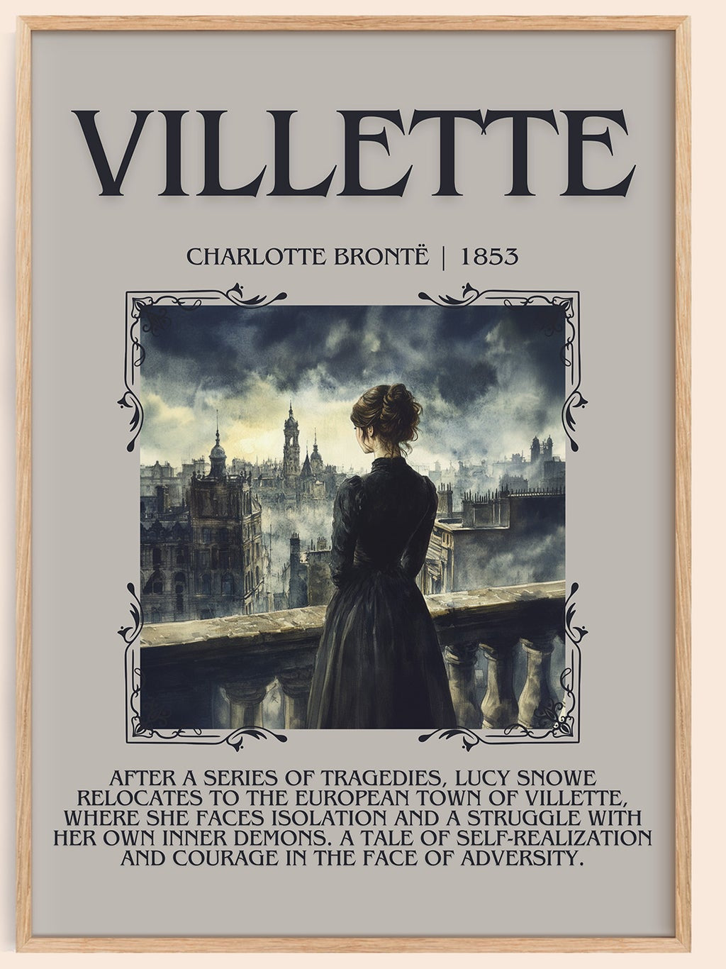Villette minimalist book poster by Charlotte Brontë – framed literary art print