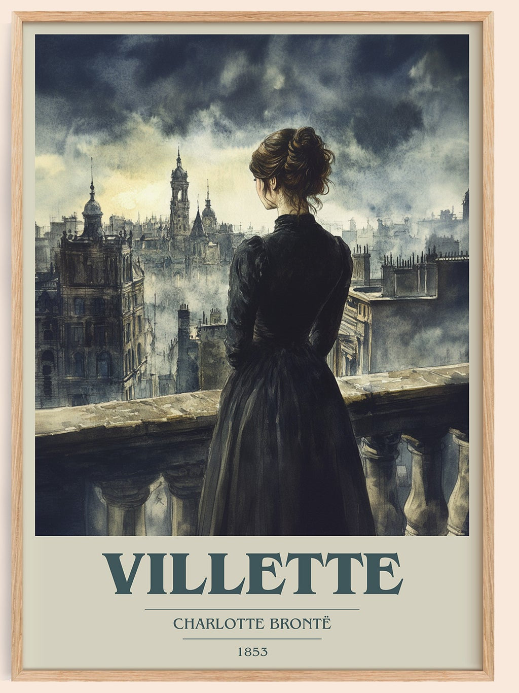 Villette book cover book poster by Charlotte Brontë – framed literary art print