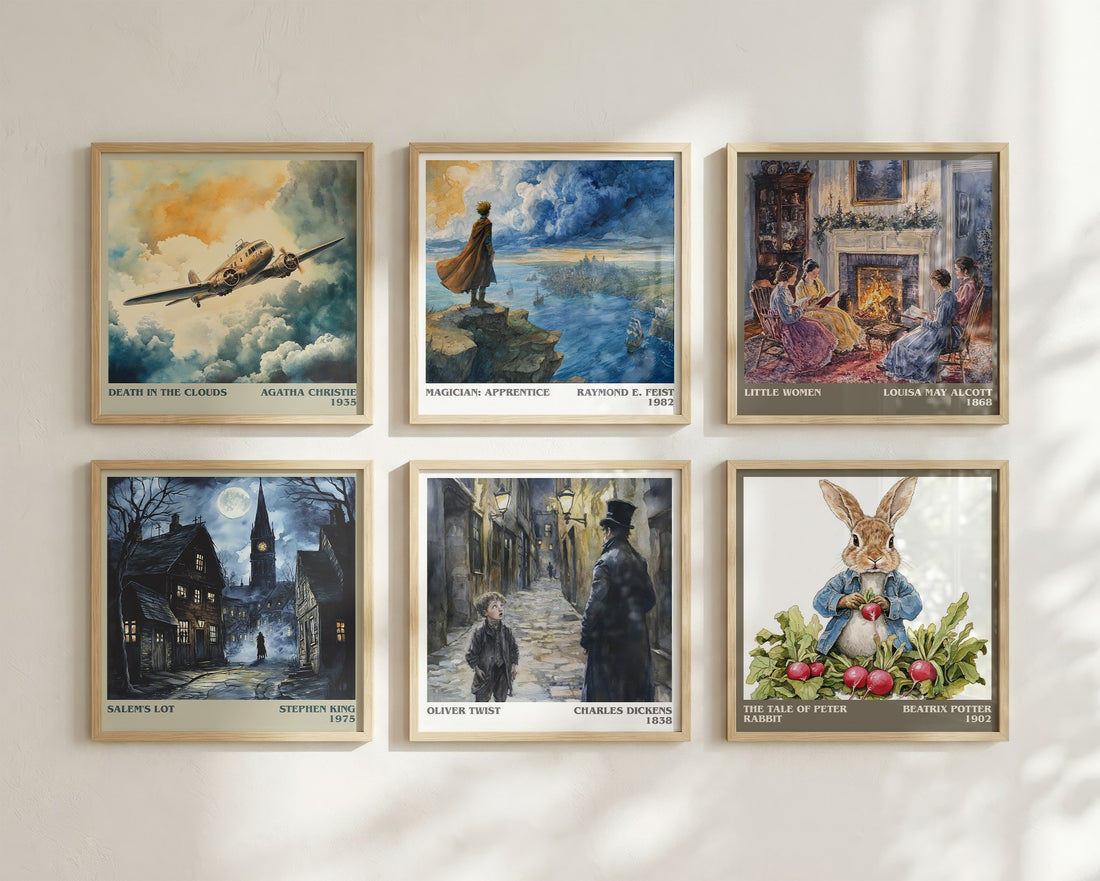Oliver Twist Literary Art Print by Charles Dickens – square print in a six-frame gallery wall