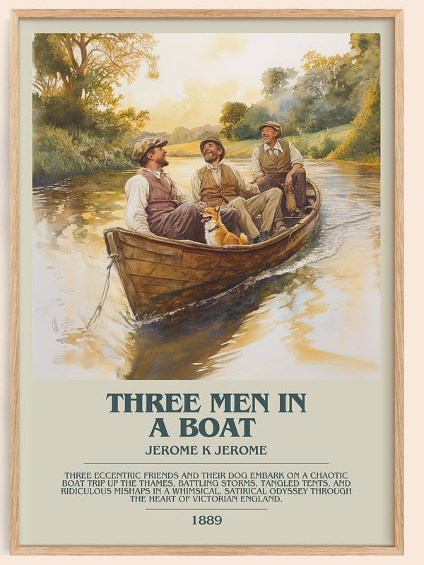 Three Men in a Boat bookish book poster by Jerome K. Jerome – framed literary art print