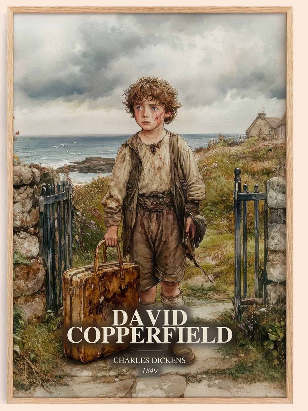 David Copperfield watercolour book poster by Charles Dickens – framed literary art print