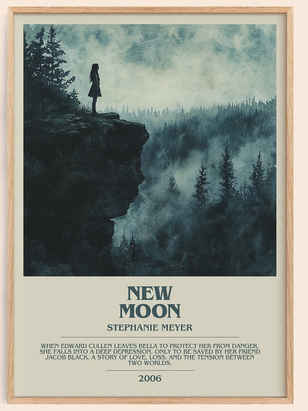 New Moon bookish book poster by Stephenie Meyer – framed literary art print
