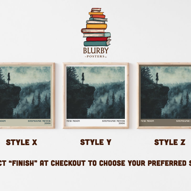 New Moon literary print in frame leaning in hallway – young adult wall art