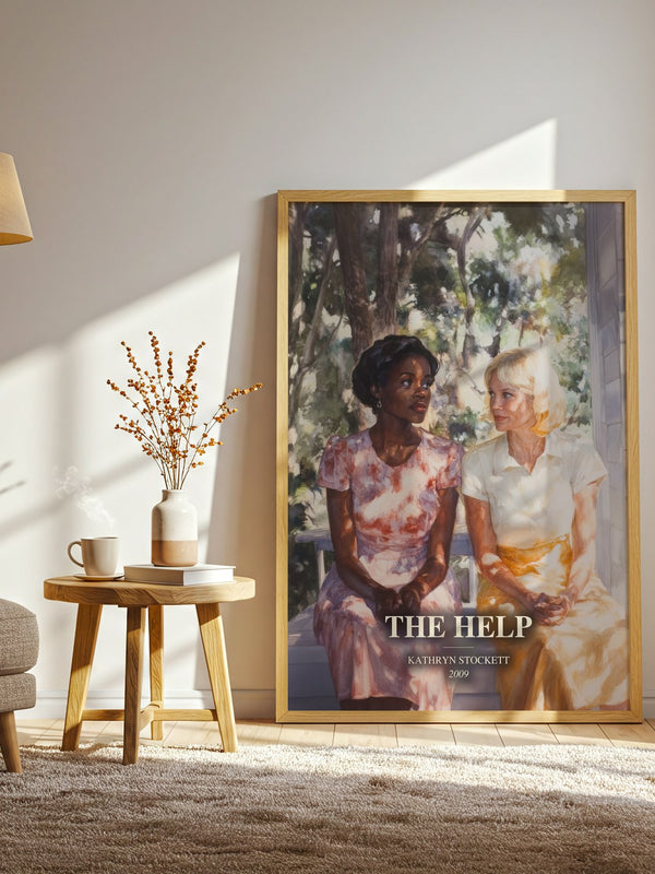 The Help watercolour print in frame leaning in hallway – historical fiction wall art