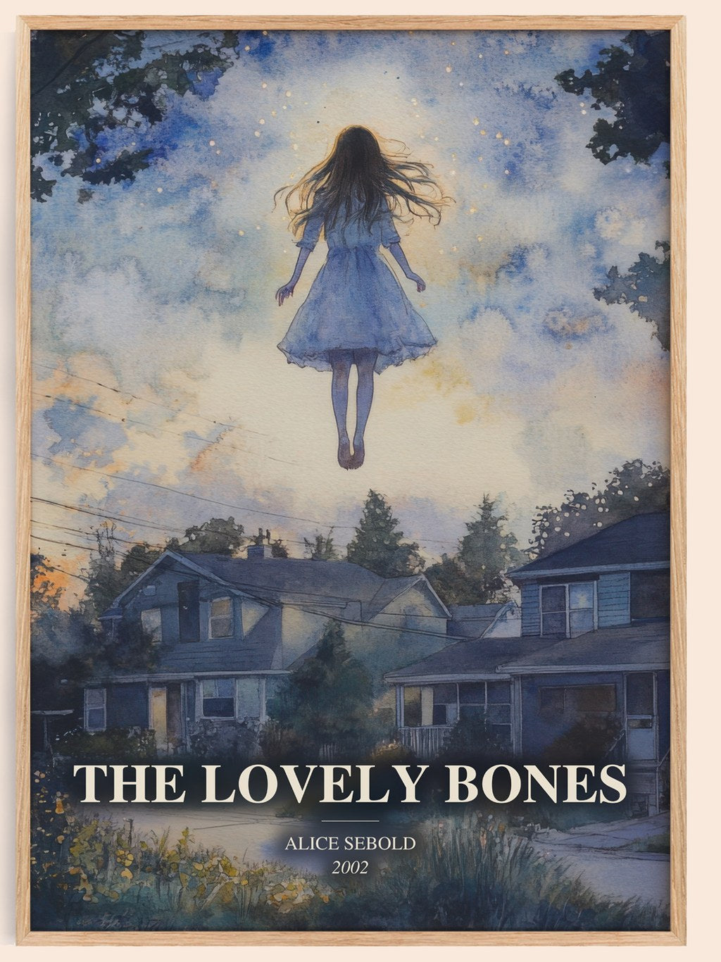 The Lovely Bones watercolour book poster by Alice Sebold – framed literary art print