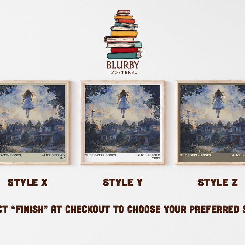 The Lovely Bones literary print in frame leaning in hallway – literary fiction wall art