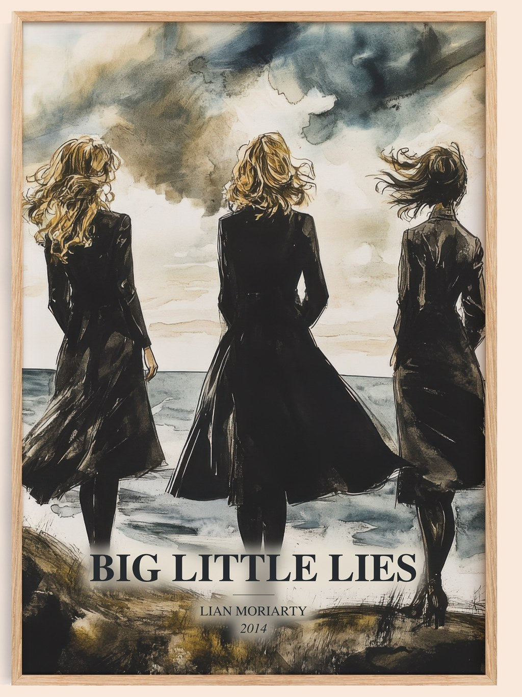 Big Little Lies watercolour book poster by Lian Moriarty – framed literary art print