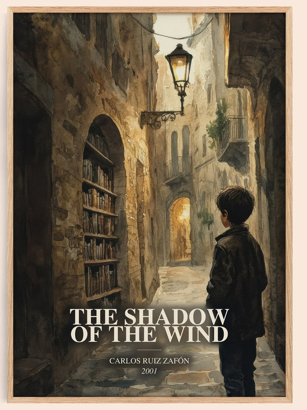 The Shadow Of The Wind watercolour book poster by Carlos Ruiz Zafón – framed literary art print