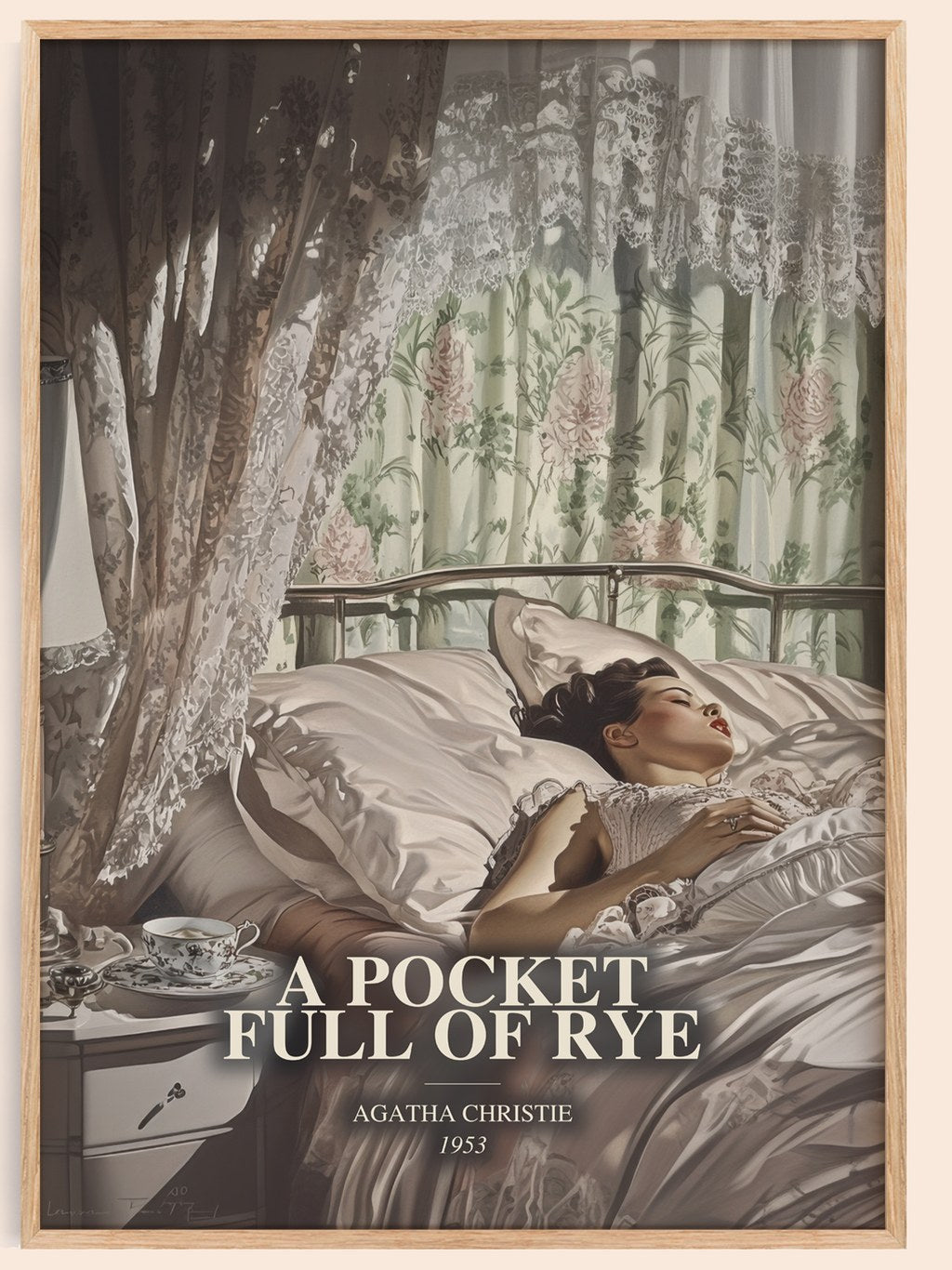 A Pocket Full Of Rye watercolour book poster by Agatha Christie – framed literary art print