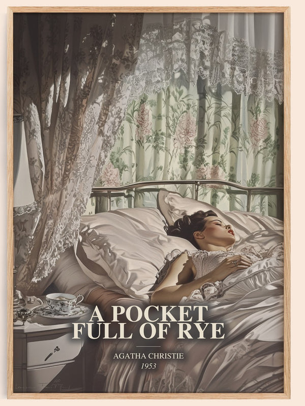 A Pocket Full Of Rye watercolour book poster by Agatha Christie – framed literary art print