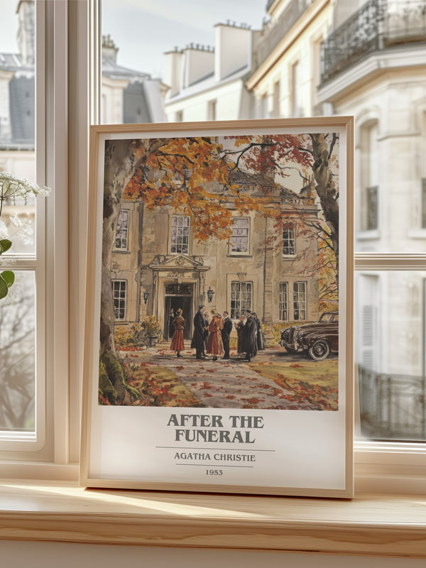 After the Funeral Book Cover Poster by Agatha Christie – framed print by a bright window