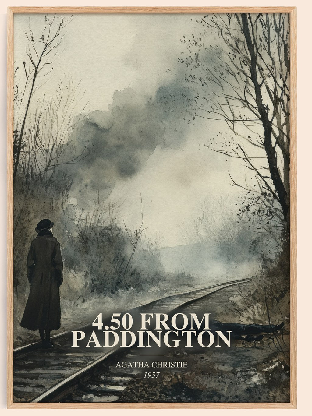 4.50 From Paddington watercolour book poster by Agatha Christie – framed literary art print