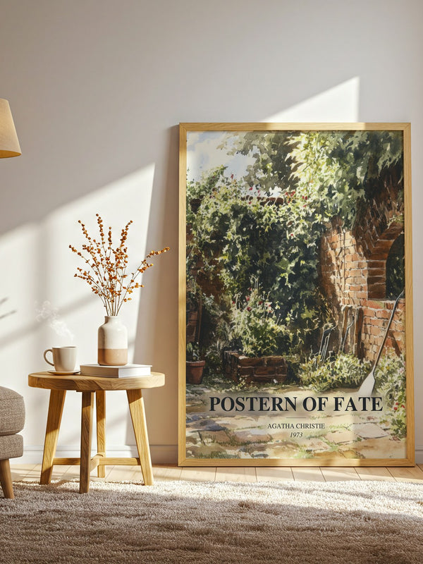 Postern Of Fate watercolour print in frame leaning in hallway – mystery wall art