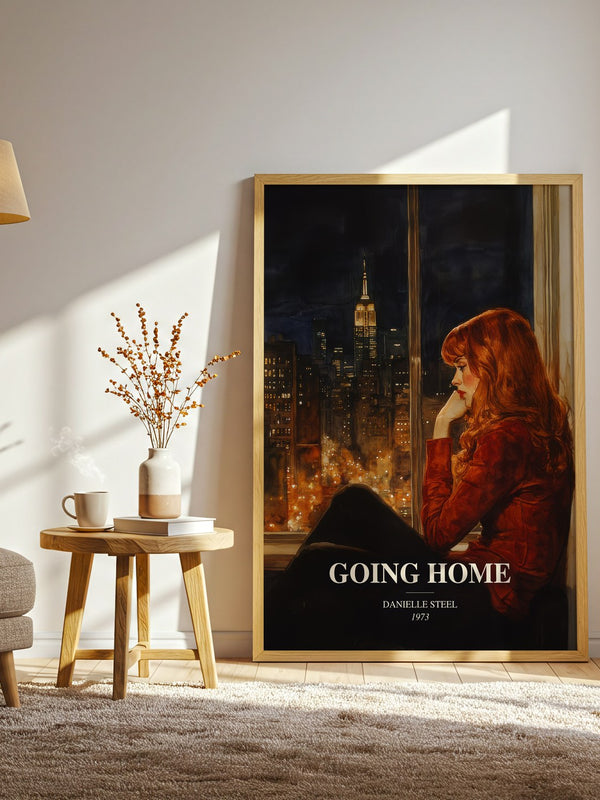 Going Home watercolour print in frame leaning in hallway – romance wall art