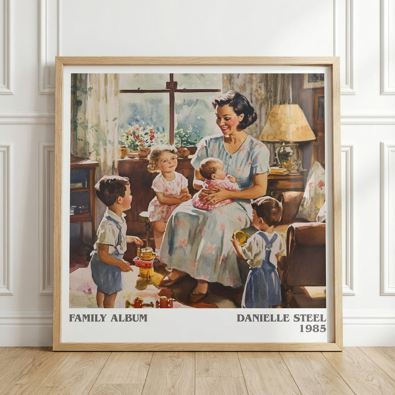 Family Album literary print in frame leaning in hallway – romance wall art