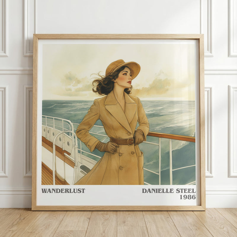 Wanderlust literary print in frame leaning in hallway – romance wall art