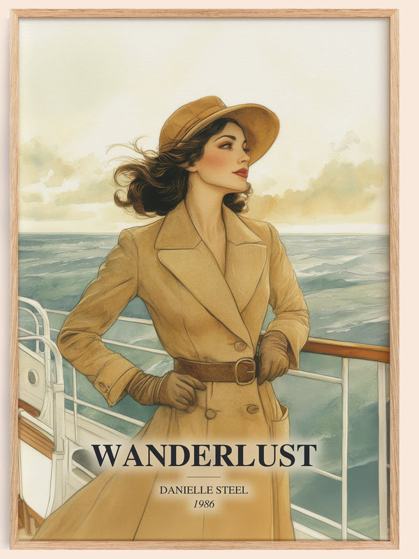 Wanderlust watercolour book poster by Danielle Steel – framed literary art print