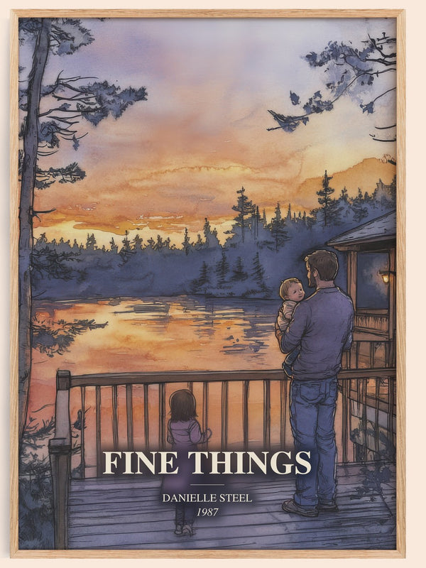 Fine Things watercolour book poster by Danielle Steel – framed literary art print