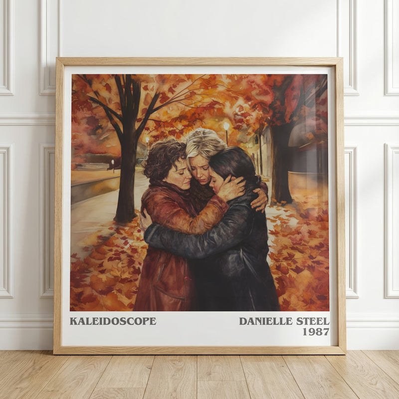 Kaleidoscope literary print in frame leaning in hallway – romance wall art