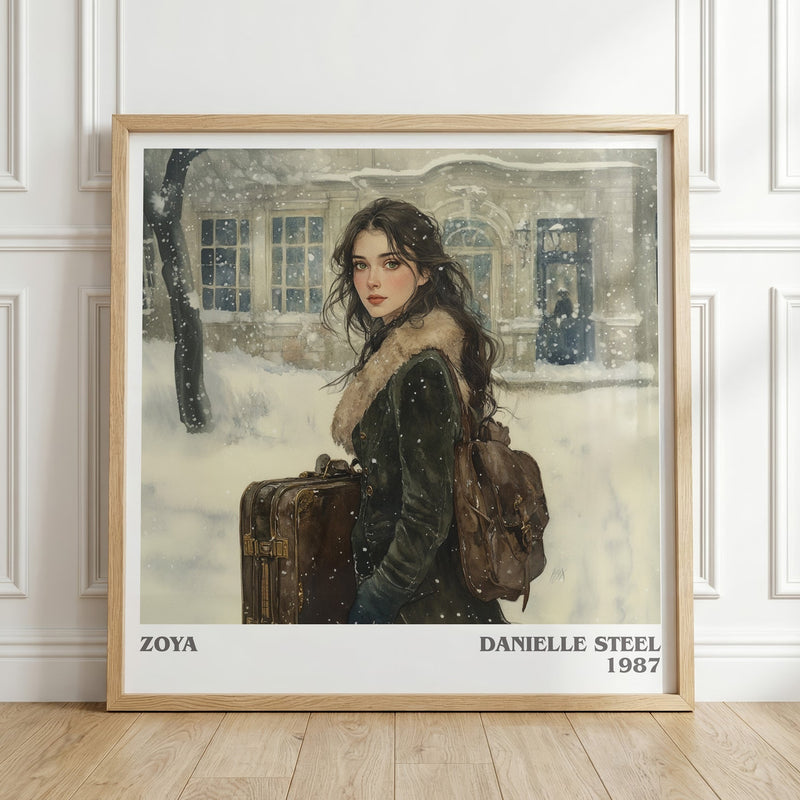 Zoya literary print in frame leaning in hallway – historical fiction wall art