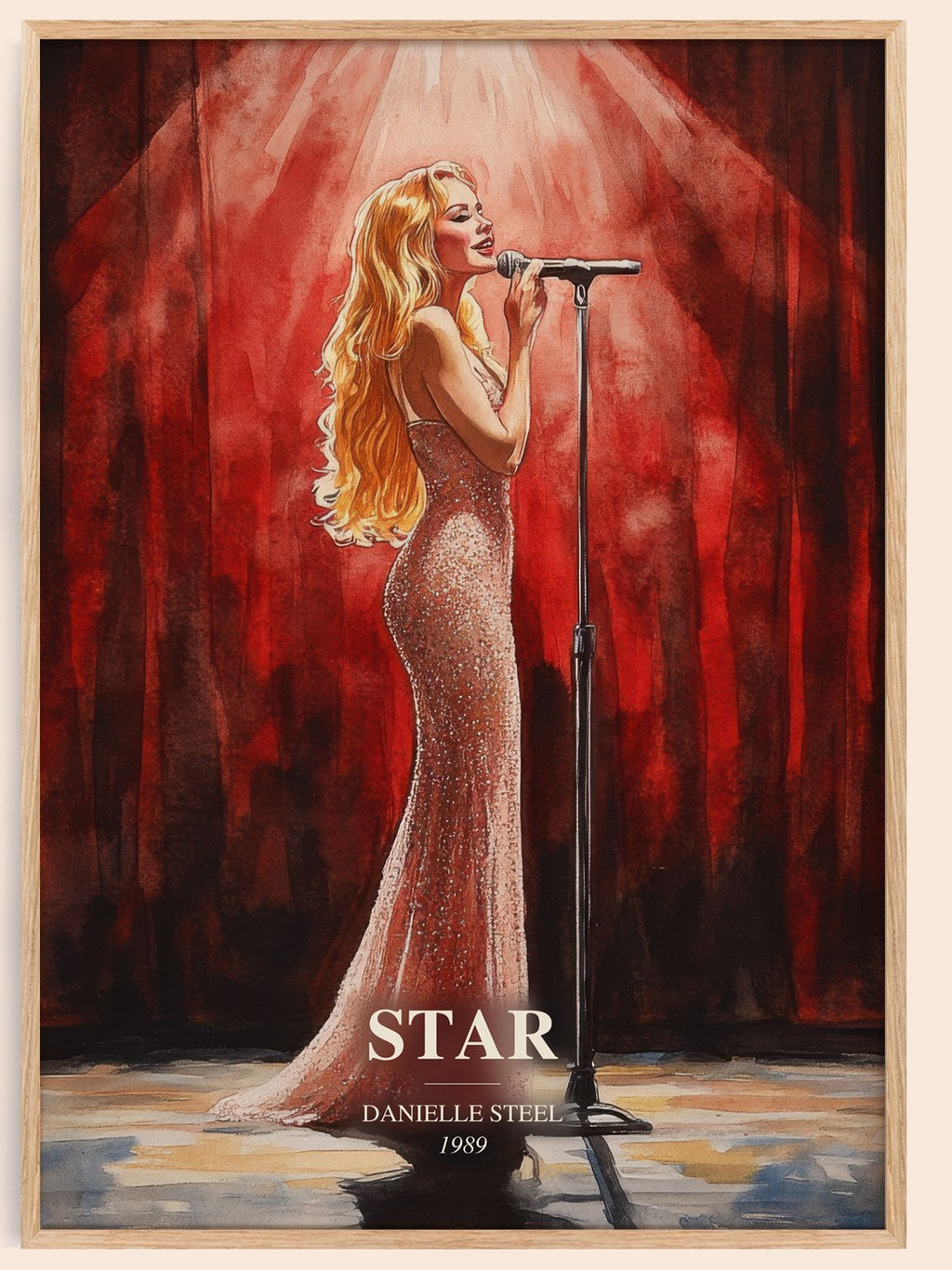 Star watercolour book poster by Danielle Steel – framed literary art print