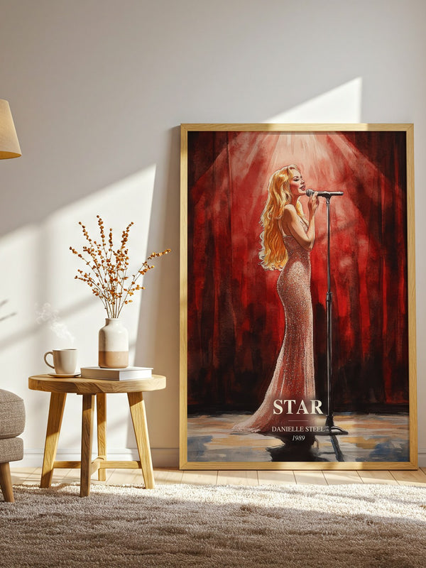 Star watercolour print in frame leaning in hallway – romance wall art