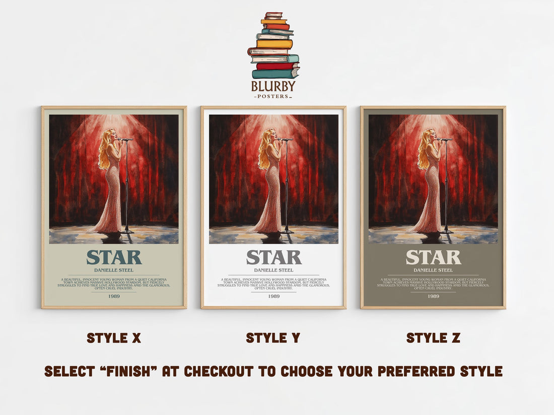 Star bookish print in frame leaning in hallway – romance wall art (mockup)